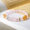 2026 Novo Pulseira de Quartzo Rosa Natural e Concha de Pérola Pulseira Original de Cristal Gato da Fortuna Atacado