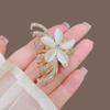 Elegante horquilla de flor de ópalo negra de alta gama para mujer, horquilla de pelo semianudada, pinza de tiburón, pinza superior mediana, accesorio para la cabeza