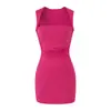 Vestido de tirantes corto ajustado tipo body con doble capa de pliegues y escote cuadrado, estilo chica picante, nuevo para verano, entallado a la cintura, para mujer