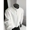 Sudadera casual holgada para hombre con cuello alto, top de otoño con cremallera, estilo deconstruido semi-trendy, capa interior elegante, patchwork estilo americano