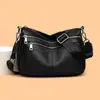 Bolsa transversal transfronteiriça feminina 2025 nova couro genuíno grande capacidade multi-compartimentos camada superior bolsa de couro bovino bolsa de ombro feminina moderna