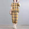 Primavera/Verano 2023 Nuevo Cuadros Talla Grande Ropa de Mujer Explosiones Traje Casual Top Pantalones Conjunto de Dos Piezas para Mujer