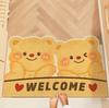 Tapete Redondo de Seda con Diseño de Oso de Mantequilla Se Puede Cortar Tapete para Puerta de Entrada Resistente a la Suciedad Antideslizante Alfombra para Quitar el Polvo para la Entrada