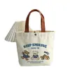 Bolsa de Lona Pequeña Bolso Versátil Bolso de Mano Estudiante Femenina Linda Bolsa para Lonchera Bolso de Mano Bolsa para Almuerzo de Trabajo Casual