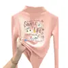 Camiseta térmica de manga larga para niña con forro polar, nuevo estilo otoño/invierno 2026, para niñas mayores y jóvenes, camiseta con cuello semi-alto
