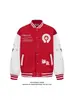 Chaqueta de Béisbol Bordada de Cuero PU de Alta Resistencia Americana para Hombres y Mujeres, Nuevo Diseño Retro Holgado de Otoño e Invierno Chaqueta Versátil