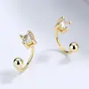 Brincos de Zircônia com Quatro Diamantes Femininos Prata de Lei 925 Simples ins Pequenos e Delicados Tarraxa Brincos Coreanos de Nicho Joias