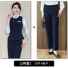 Nuevos uniformes de otoño e invierno de estilo chino para recepcionista de propiedad, asistente de vuelo y personal de tierra, conjunto de chaleco profesional unisex azul