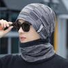 Sombreros de Exterior para Hombre y Mujer, Set de Dos Piezas de Gorro de Punto Engrosado con Forro de Lana y Bufanda, Gorro de Punto Moderno Estilo Coreano, Gorro Cálido
