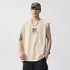 Camiseta sin mangas de manga corta para hombre 2026 nuevo verano cuello redondo estampada juvenil deportiva fitness absorbente de sudor hombros anchos chaleco