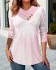 Amazon transfronterizo deseo comercio exterior otoño e invierno Nuevo tops europeos y americanos para mujer casual estampado cuello en V manga larga botón camiseta