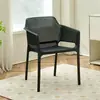 Silla de plástico para exteriores con respaldo de ratán sintético, adecuada para patios exteriores, jardines, villas, silla con respaldo de plástico engrosado, adecuada para cafeterías