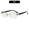 Gafas de Sol Decorativas Ovaladas con Cabeza de Leopardo de Borde Cortado Sin Marco Europeas y Americanas Nueva Moda Estilo Callejero Protección UV Gafas de Sol Transfronterizas