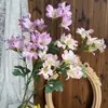 Orquídea Cola de Tigre de 4 Ramas Flor Artificial Decoración de Boda Arreglo Floral Decoración de Sala de Estar en Casa Flor Artificial Hecha a Mano Decoración de Boda Transfronteriza