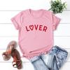 2024 tops de manga corta para mujer Amazon europeo y americano Día de San Valentín amor camiseta de manga corta para mujer