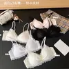 Conjunto de Sujetador Push-Up de Encaje Triángulo para Mujer, Estilo Verano Delgado, sin Aros, Soporte Lateral y Elevación, Conjunto de Sujetador Sexy