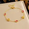 Accesorios de Acero Inoxidable con Cadena Delgada de Nuevo Estilo Simple y Exquisito, Labios con Aceite Goteante, Flores Frutales, Accesorios de Diamante, Pulsera