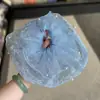 Elástico de cabelo de renda azul com malha e pérolas, simples e estiloso com um toque de luxo, elástico para rabos de cavalo baixos, acessório de cabelo