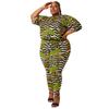 N7636 Comércio Exterior Europeu e Americano da Amazon Outono de 2022 Conjunto de Duas Peças Casual Tamanho Plus Size Calça Lápis Estampada de Gola Redonda