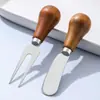 Faca, Garfo e Colher de Aço Inoxidável Imitando Madeira Utensílios de Mesa Garfo de Sobremesa de Cabo Curto Colher de Refeição Raspador de Creme Pode Ser Vertical Conjunto para Crianças