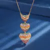 Wish2022 transfronteiriço novo banho de ouro cor europeia e americana diamante incrustado micro coração conjunto joias de temperamento atacado