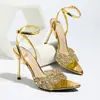 Hermosas Sandalias de Tacón Alto para Mujer, Sexy Sandalias de Tacón de Aguja con Punta Abierta y Dedos Descubiertos, PVC Transparente con Diamantes Completos