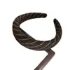 Faixa de Cabeça Listrada de Tricô Estilo Coreano com Aba Larga para Mulheres, High-End, Versátil e Elegante para Saídas Diárias e Grampos de Cabelo