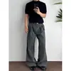 Primavera Outono Inverno 3D Silhueta Evasê Plissado Micro Flare Calças Ocidentais Unissex Caimento Solto Casual Versátil Tendência Calças de Pernas Largas
