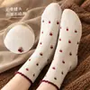 Nuevos Calcetines de Algodón Retro de Lunares Otoño/Invierno Resistentes al Frío Cálidos Calcetines de Encaje de Media Pantorrilla Duraderos Exquisitos Dulces Florales Calcetines para Mujer