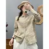 2026 Novo Estilo Japonês Mori Girl Estampa Graffiti Gola Pontuda Cardigã Feminino Camisa de Manga Longa Camisa de Primavera Atacado