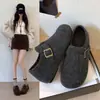 Nuevos Zapatos Peludos para Mujer Cálidos de Invierno Tacón Oculto Zapatos Casuales para Mujer Suela Gruesa para Exteriores Zapatos de Lana con Forro de Terciopelo Algodón Zapatos Individuales