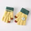 Luvas infantis quentes com forro de fleece para o inverno, cinco dedos espessados, à prova de frio para bebês, luvas de lã fofas, luvas espessadas para meninas