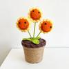 Ganchillo Cara Sonriente Girasol Planta en Maceta Oficina Hogar Adorno de Hilo Evento Festivo Regalo Flor Artificial
