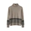Suéter 100% lana pura para mujer, otoño e invierno, engrosado, cuello semi-alto, corte holgado, capa base tejida 2026, elegante suéter retro
