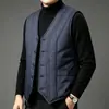 Nuevo chaleco de algodón con forro polar para hombre de otoño e invierno, engrosado para abrigar, cuello en V, abotonado, sin mangas, prenda exterior