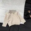 Roupas Infantis Coreanas Roupa de Bebê Temperamento Gola Polo Malha Outono Roupa para Bebê Listrado Gola Lapela Macio Grudento Pulôver Roupa de Baixo