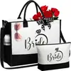 Bolsa de Lona Exclusiva Transfronteriza para Novia, Bolso de Mano para Almacenamiento de Fiesta de Bodas + Set de Dos Piezas con Neceser