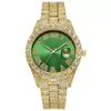 Reloj de Pulsera para Hombre con Esfera Redonda de Pedrería, Cuarzo, Aleación con Pedrería Incrustada, Calendario, Números Romanos, Correa de Acero, Reloj de Pulsera, Suministro Exclusivo Transfronterizo