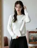 Suéter de punto trenzado de tres cabos con cuello redondo para mujer, prenda base para otoño e invierno, tejido grueso, elegante, holgado, versátil
