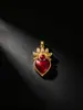 Pingente de coração de esmalte vinho vintage com asas de anjo e forma de coração em chamas, acessórios de joias para comércio exterior transfronteiriço atacado