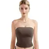 Top Tubo Dupla Camada Estilo Europeu e Americano, Puro e Elegante, Design Transfronteiriço, Curto e Ajustado ao Corpo, Roupa Feminina Sexy e na Moda