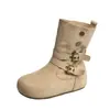 Botas Martin Casuales de Gamuza con Hebilla Retro para Mujer, Modernas y Versátiles para Otoño e Invierno, Forradas para Abrigo, Botines Birkenstock de Punta Redonda