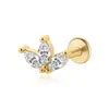 Brincos Piercing Brilhantes de Prata Esterlina S925 com Parte Traseira Plana para Mulheres, Incrustados com Zircônia, Studs de Hélice Auricular com Espiral Interno, Joias de Prata para E-Commerce