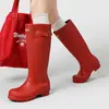 Botas de Chuva Wellington Fashion de Cano Alto para Mulheres, Sola Macia, Confortáveis, Versáteis para Acampamento ao Ar Livre, Sapatos Aquáticos Antiderrapantes, Sapatos de Trabalho para Lavagem de Carro para Mulheres