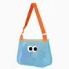Bolsa de Playa de Malla con Diseño Simple de Ojos de Dibujo Animado Estilo Coreano Transfronteriza con Correa de Hombro Ajustable, Se Pueden Añadir Diseños