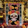 Adesivos de Porta de Terror para Halloween Cortina de Porta de Bruxa Zumbi Manchada de Sangue Decoração 3D Janela Quebrada Bruxa Fantasma Cobertura de Porta de Halloween