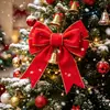 Guirlanda de Flor de Laço Vermelho Veludo de Natal Acessórios Decoração de Árvore de Natal Produto Acabado em Veludo Enfeite de Pendurar com Laço