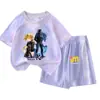 Conjunto Deportivo Delta Game Action Weilong Lobo Rojo para Niños Camiseta Fresca de Manga Corta y Pantalones Cortos para Niños Mayores
