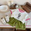 Algodão camiseta infantil manga curta desenhos animados roupas de verão estampado do menino top bebê casual meia manga roupas infantis de verão