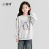 Moletom Feminino Little Fitter 2026 Outono Novo Estilo Casual Gola Redonda Top para Crianças Maiores Moda Desenho Animado Top